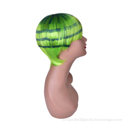 short synthetic hair wig mushroom wig, fashional water melon synthetic wig in stock